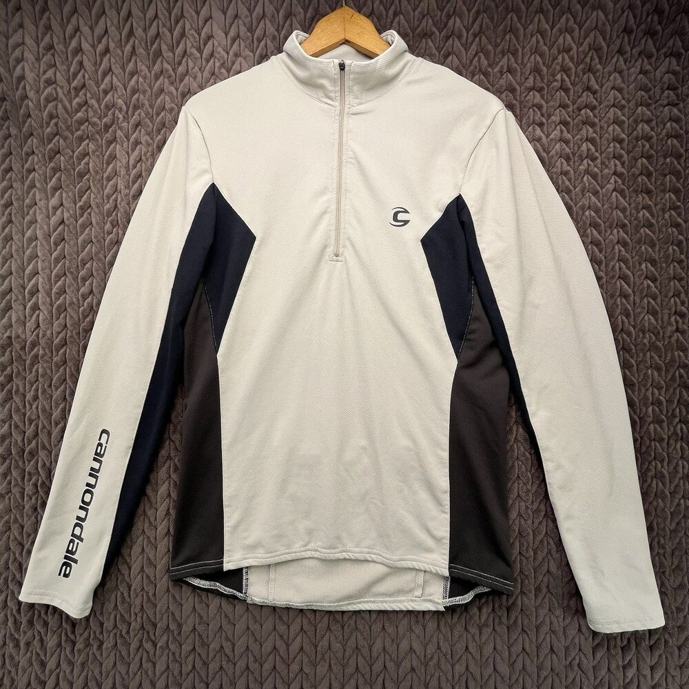 Cannondale Cycling Jersey Men’s Medium Tan Long Sleeve Back Zipper Pocket